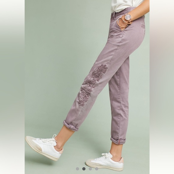 Relaxed Embroidered Chino Pants Size 30 Relaxed - Lilac - Picture 1 of 9
